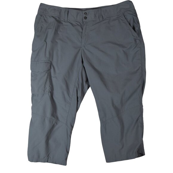 Columbia Gray Nylon Hiking Capri Pants Size 16 Gorpcore Cargo Packable Travel - Picture 1 of 10